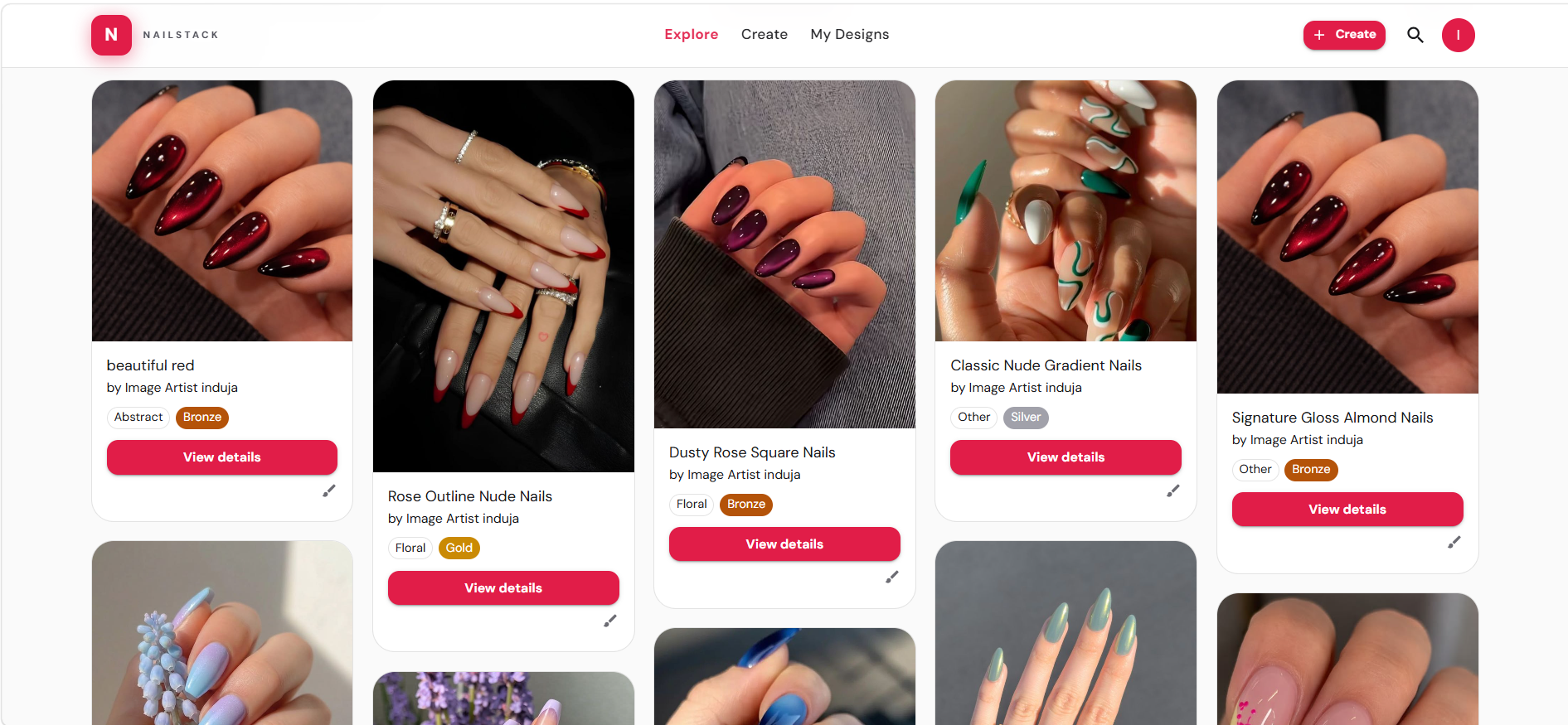 NailStack nail art community gallery screenshot