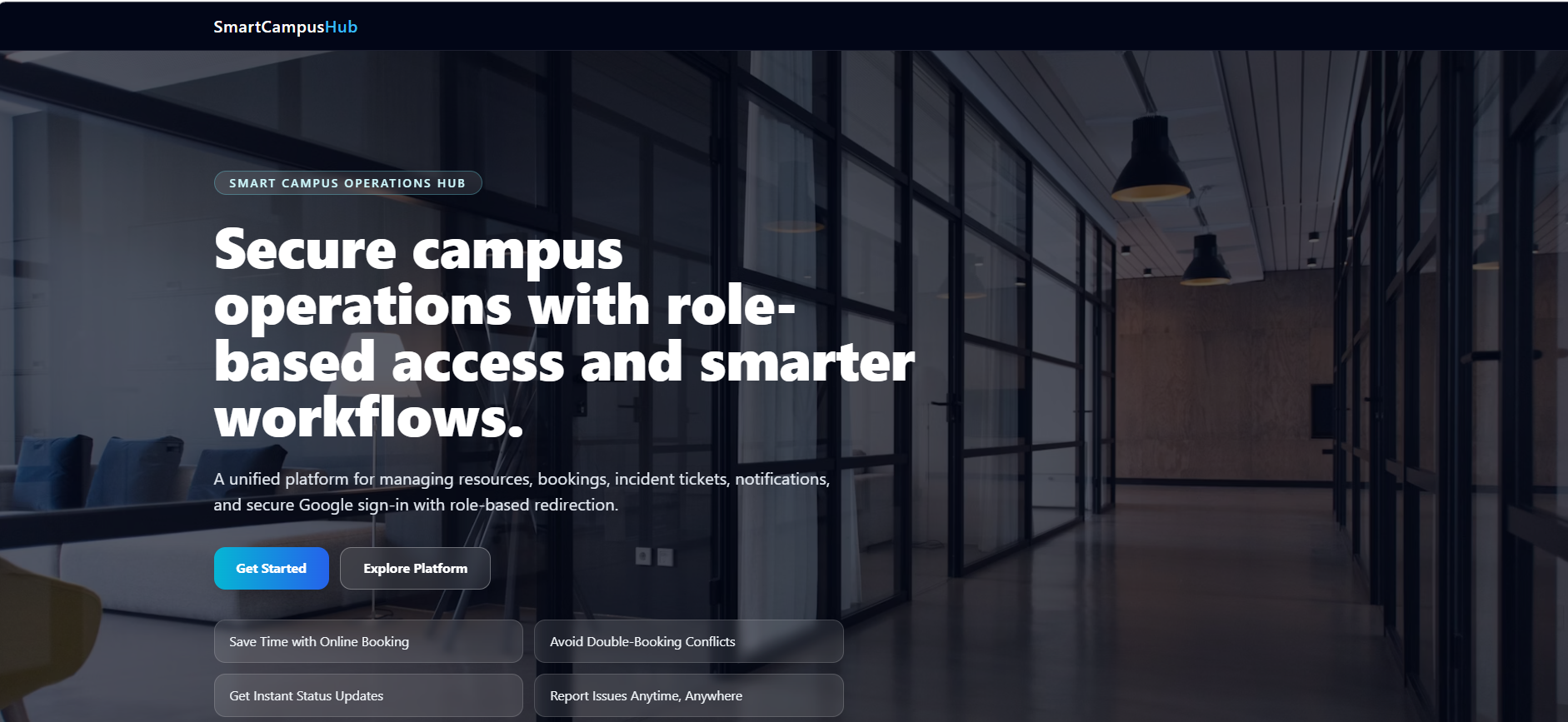 Smart Campus Operations Hub incident ticketing screenshot